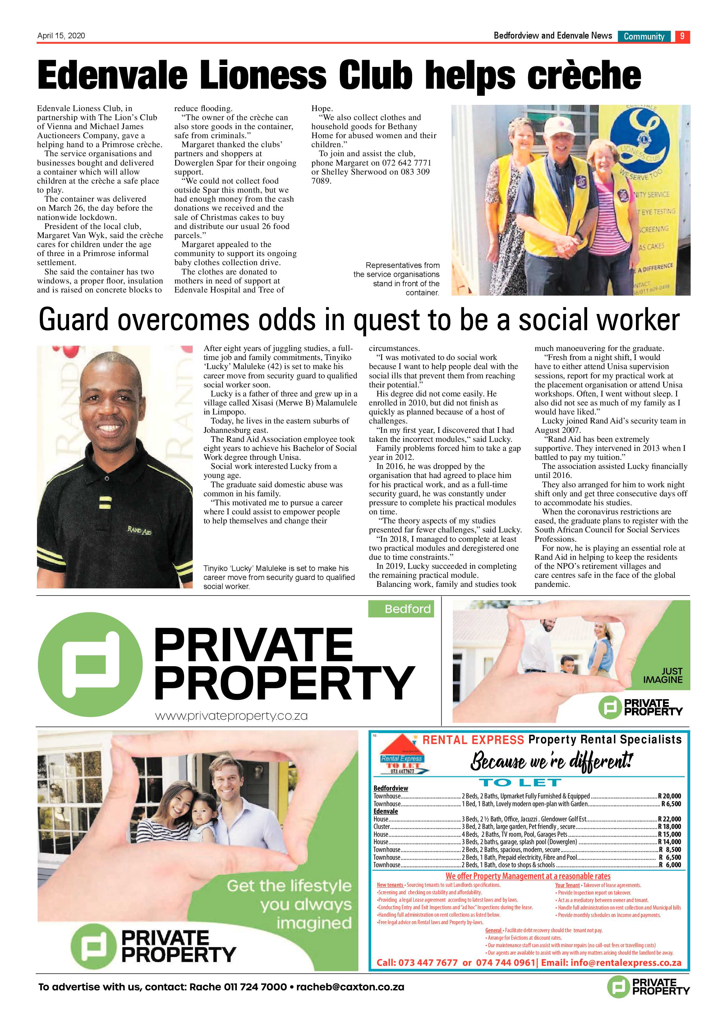 Bedfordview Edenvale News 15 April 2020 page 9