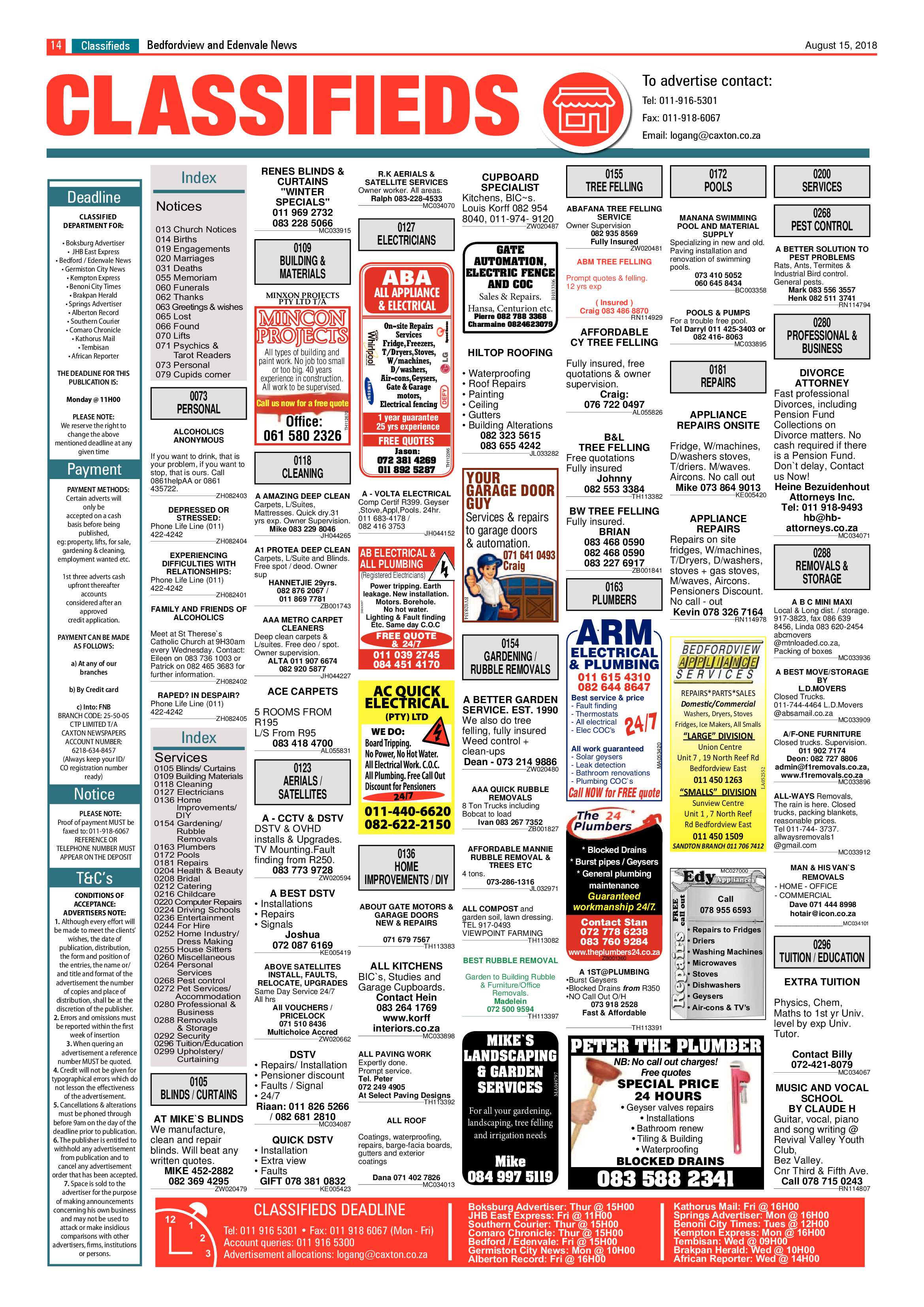 Bedfordview Edenvale News 15 August 2018 page 14