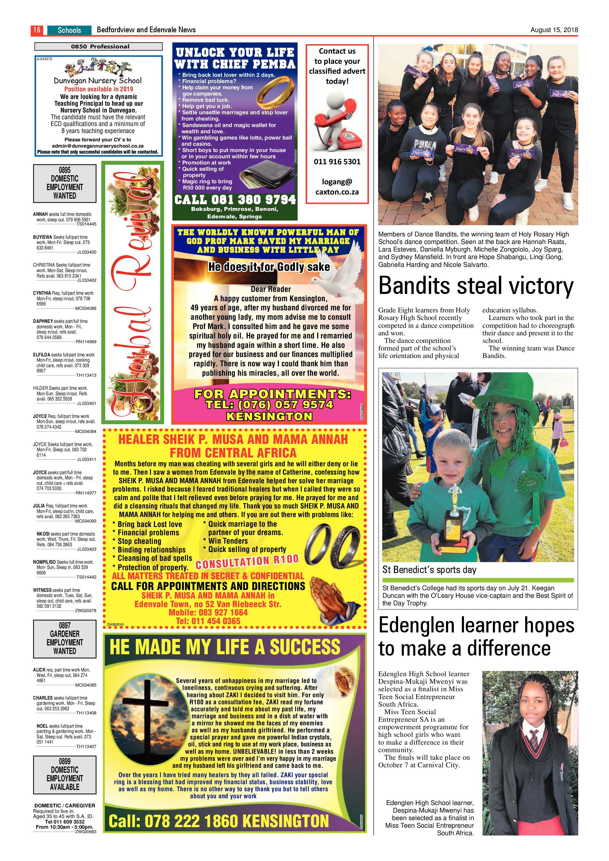 Bedfordview Edenvale News 15 August 2018 page 16