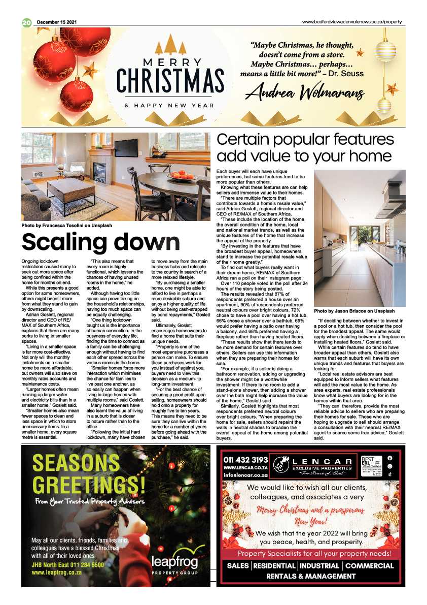 Bedfordview Edenvale News 15 December 2021 page 20