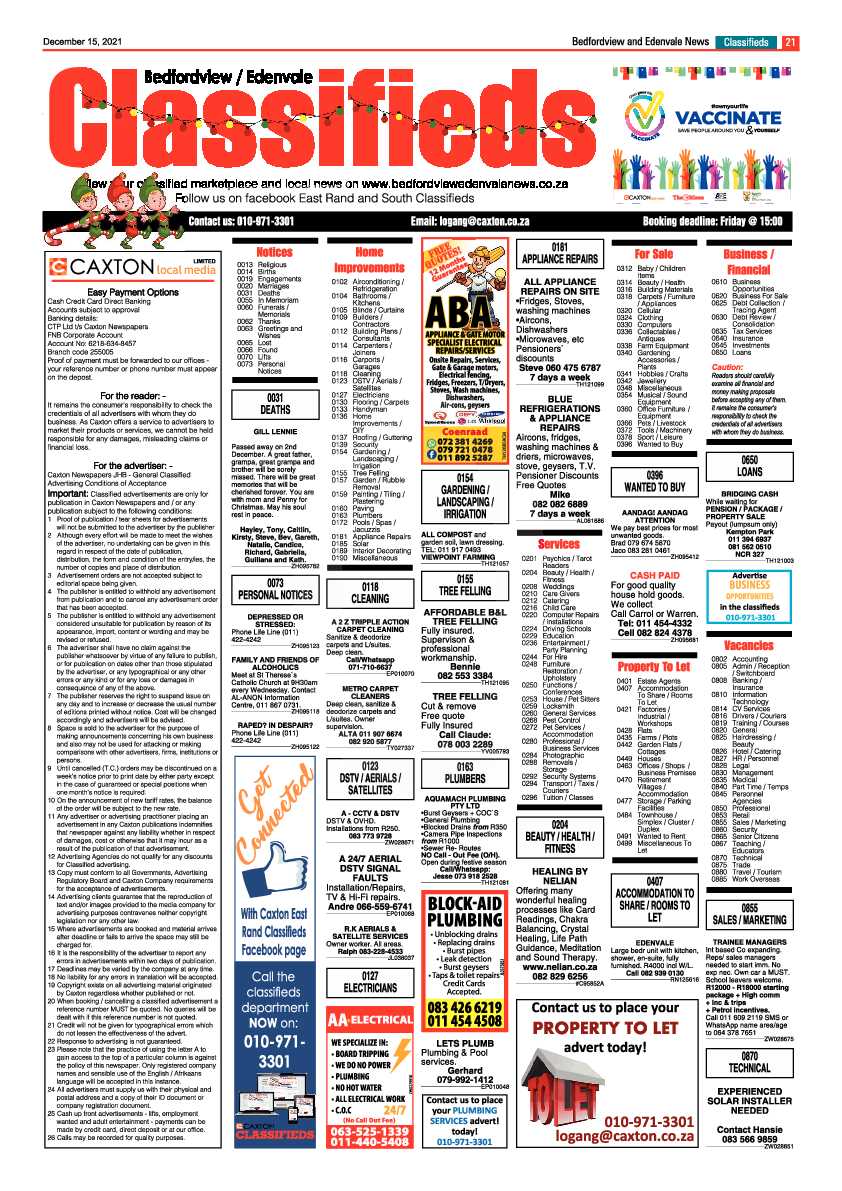 Bedfordview Edenvale News 15 December 2021 page 21
