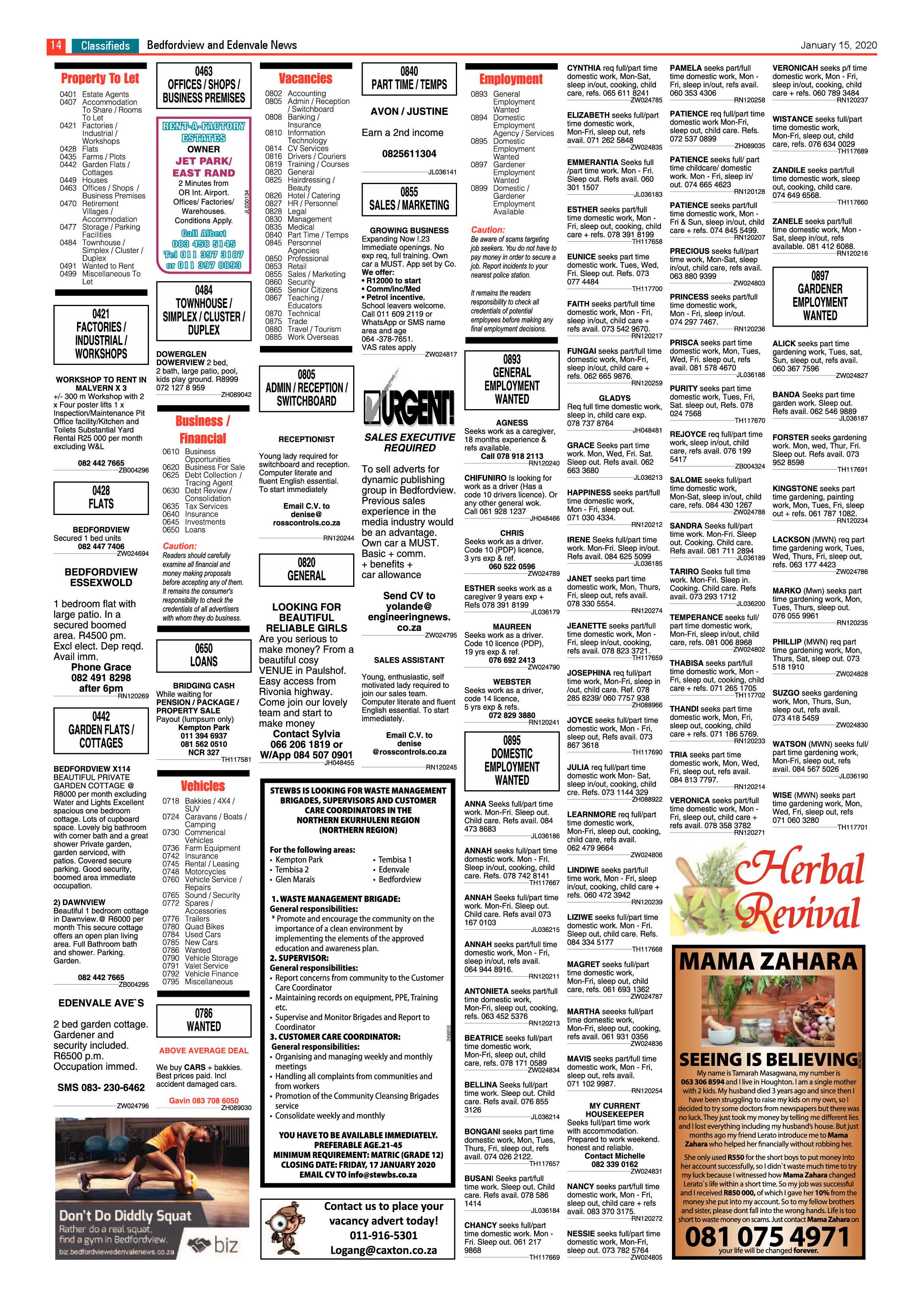 Bedfordview Edenvale News 15 January 2020 page 14