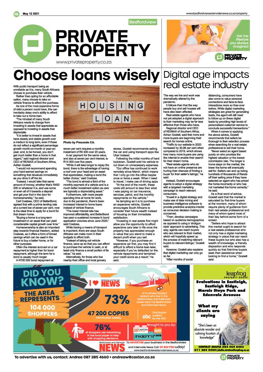 Bedfordview Edenvale News 14 May 2021 page 16