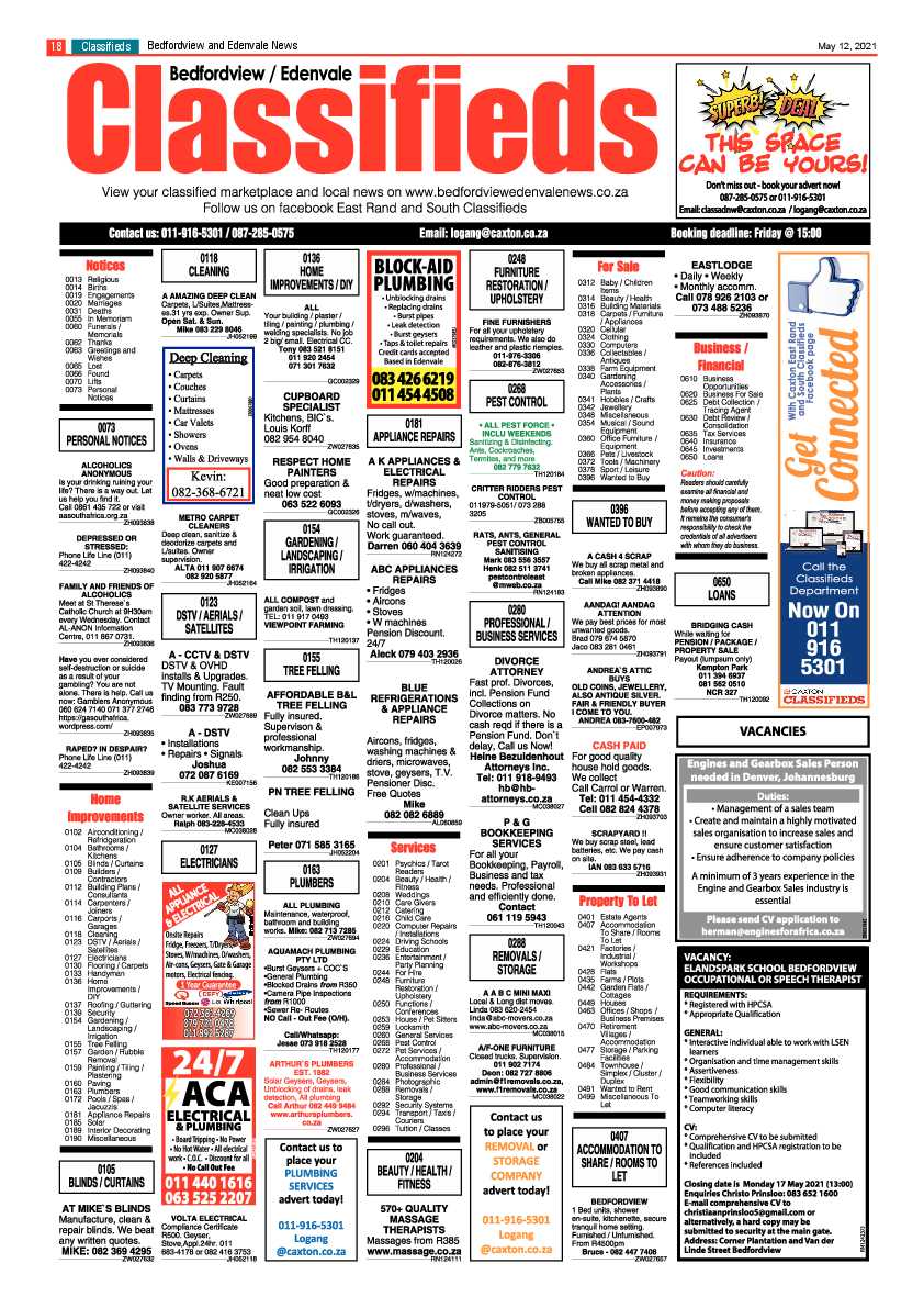 Bedfordview Edenvale News 14 May 2021 page 18