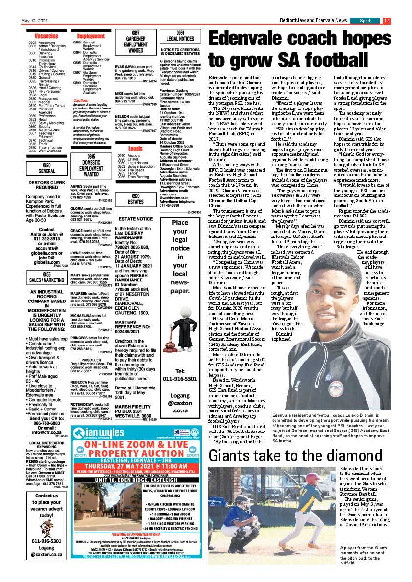 Bedfordview Edenvale News 14 May 2021 page 19