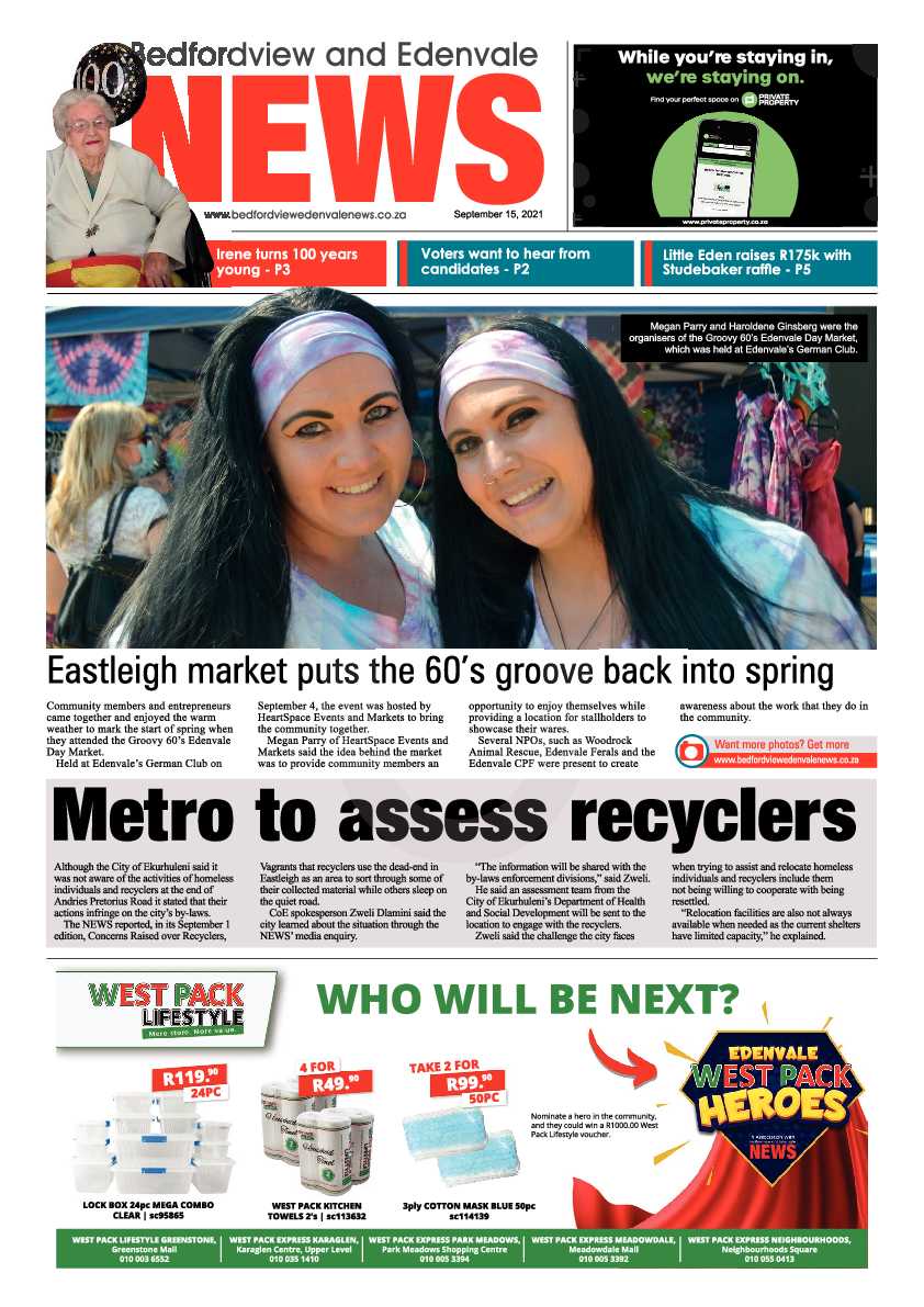 Bedfordview Edenvale News 15 September 2021 page 1