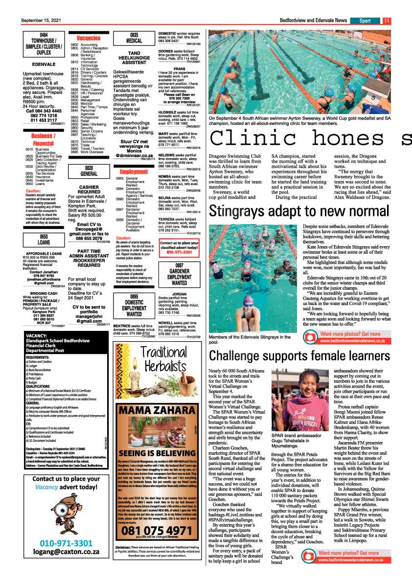 Bedfordview Edenvale News 15 September 2021 page 11