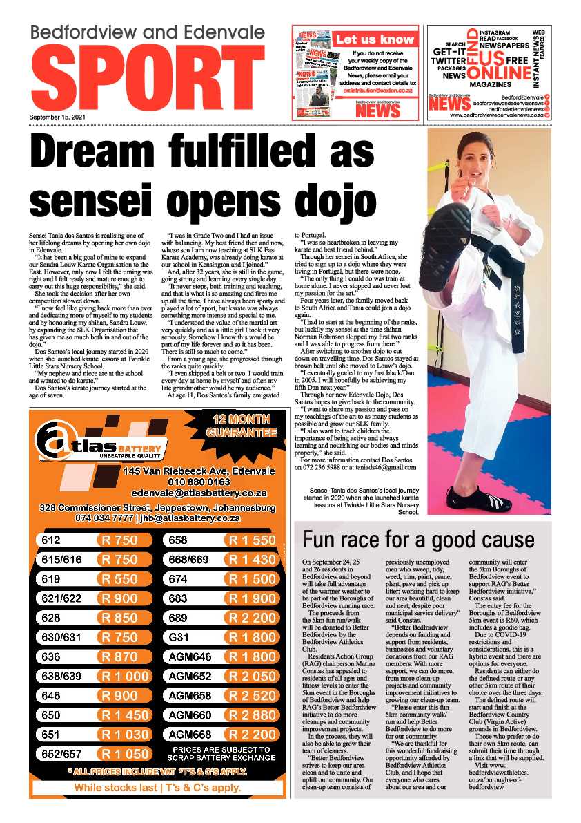 Bedfordview Edenvale News 15 September 2021 page 12