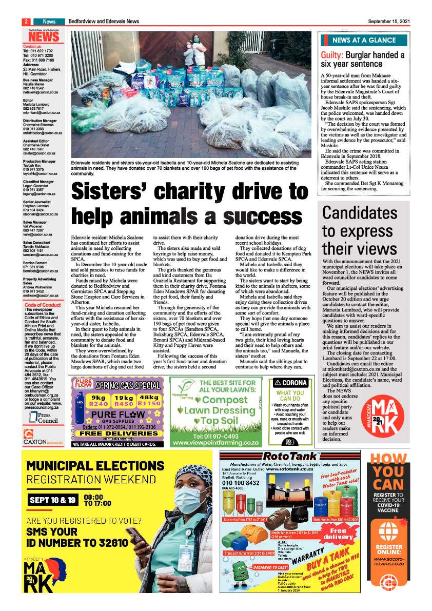 Bedfordview Edenvale News 15 September 2021 page 2