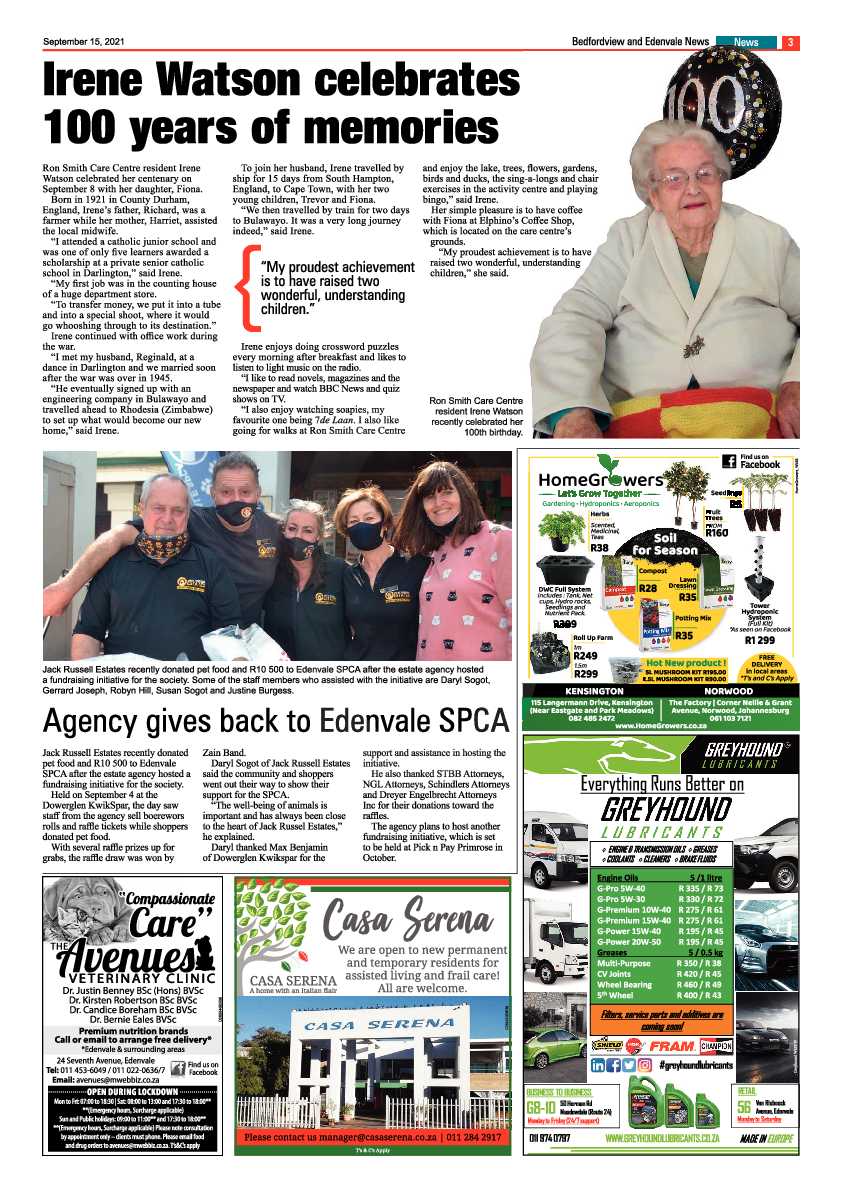 Bedfordview Edenvale News 15 September 2021 page 3