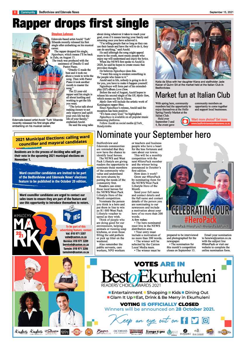 Bedfordview Edenvale News 15 September 2021 page 8
