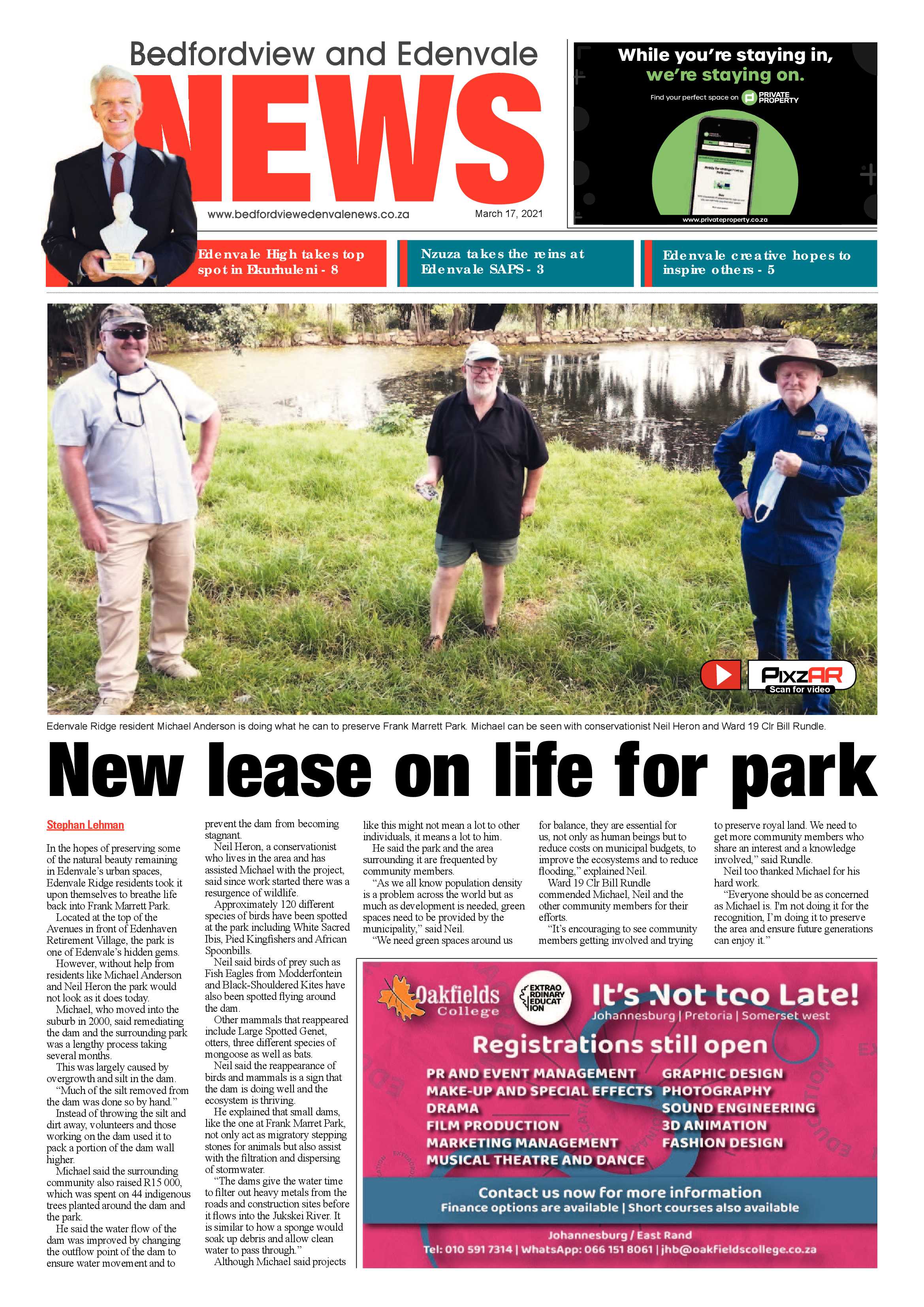 Bedfordview Edenvale News 17 March 2021 page 1