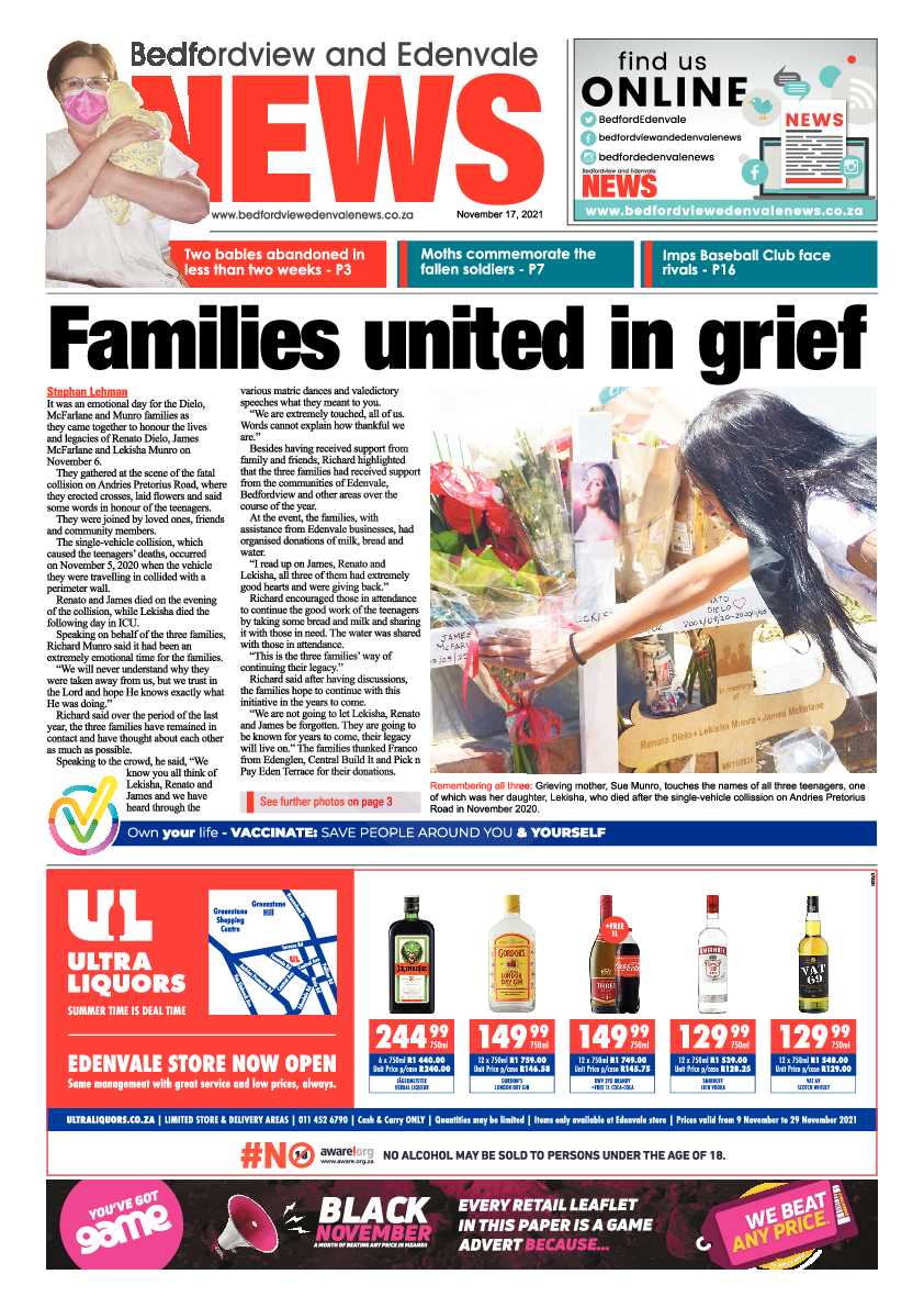 Bedfordview Edenvale News 17 November 2021 page 1