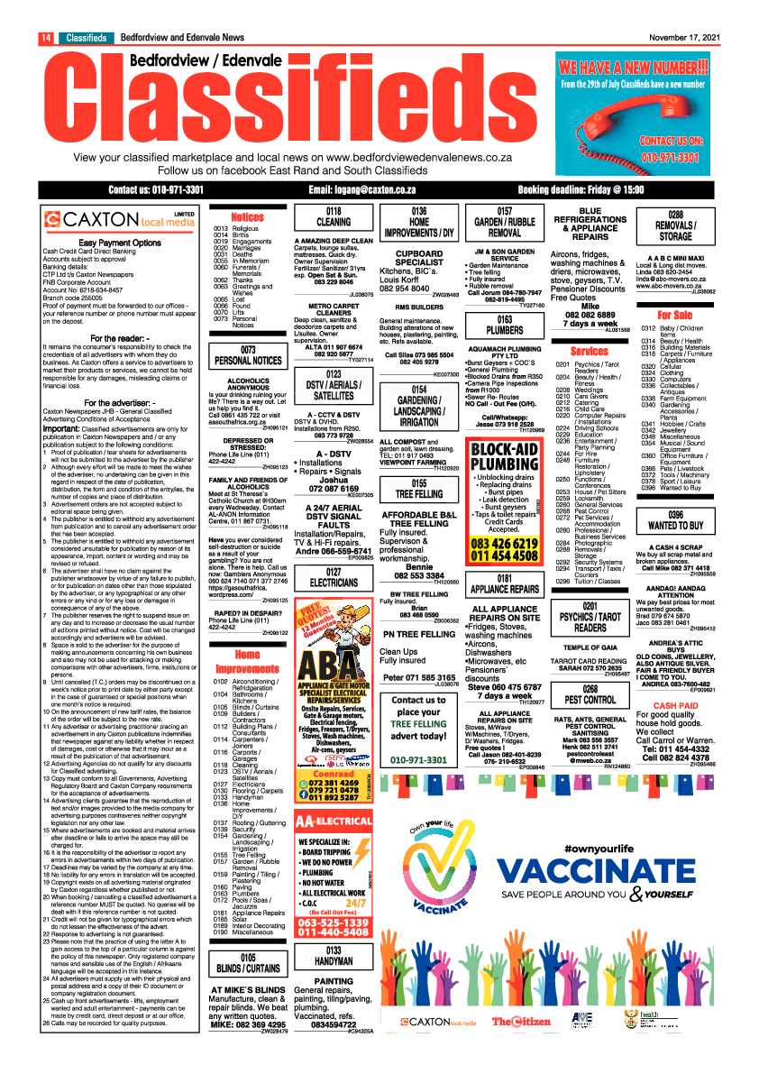 Bedfordview Edenvale News 17 November 2021 page 14