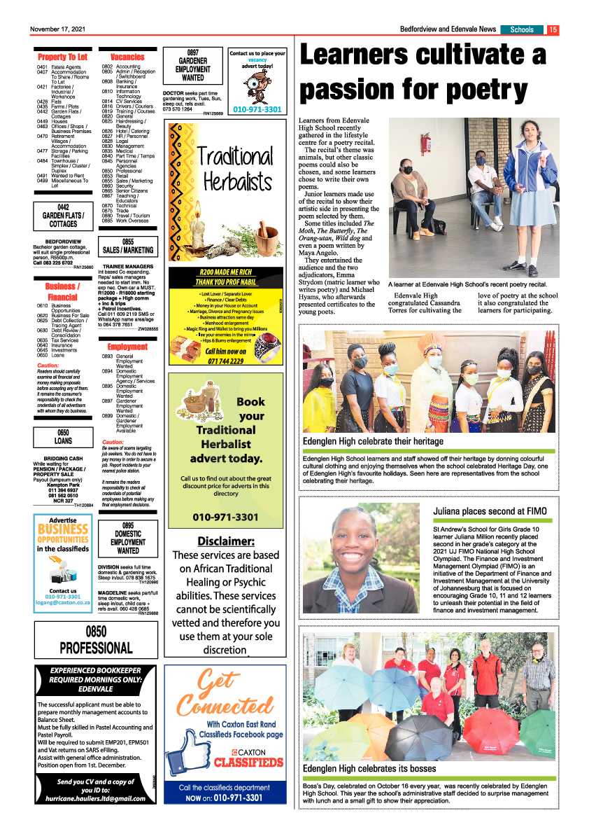 Bedfordview Edenvale News 17 November 2021 page 15
