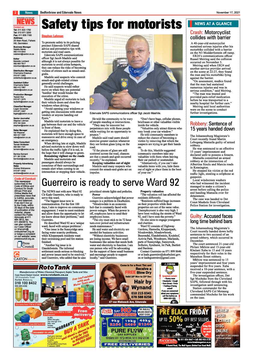 Bedfordview Edenvale News 17 November 2021 page 2