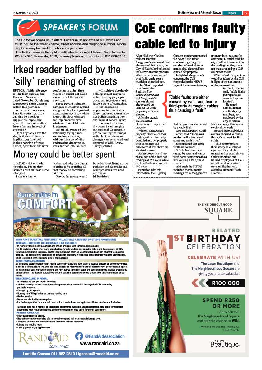 Bedfordview Edenvale News 17 November 2021 page 5
