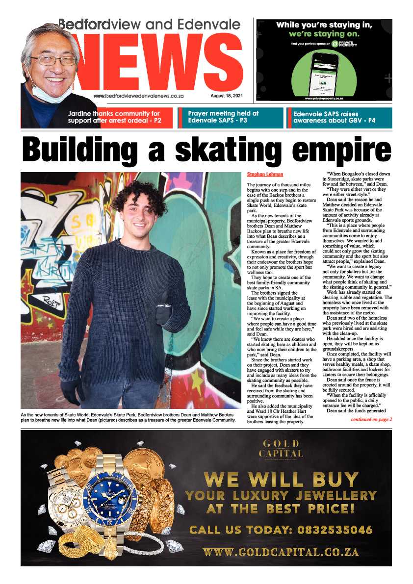 Bedfordview Edenvale News 18 August 2021 page 1
