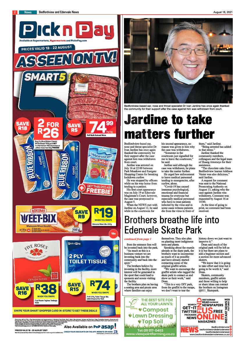 Bedfordview Edenvale News 18 August 2021 page 2