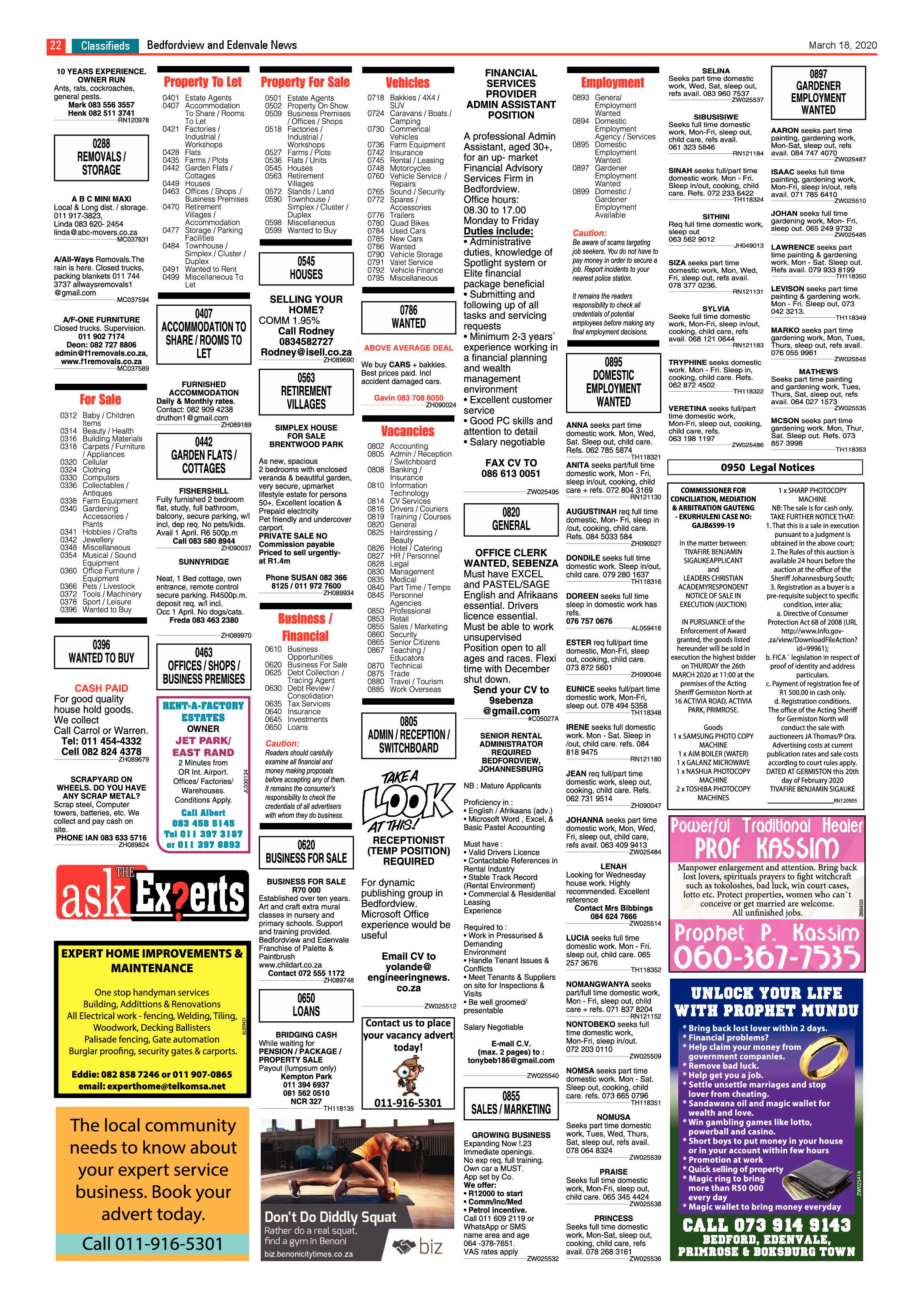 Bedfordview Edenvale News 18 March 2020 page 22
