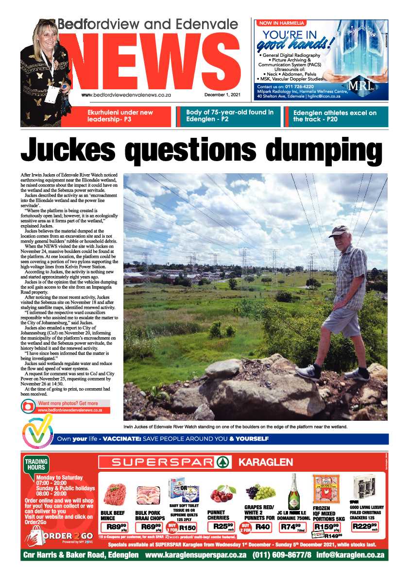 Bedfordview Edenvale News 1 December 2021 page 1