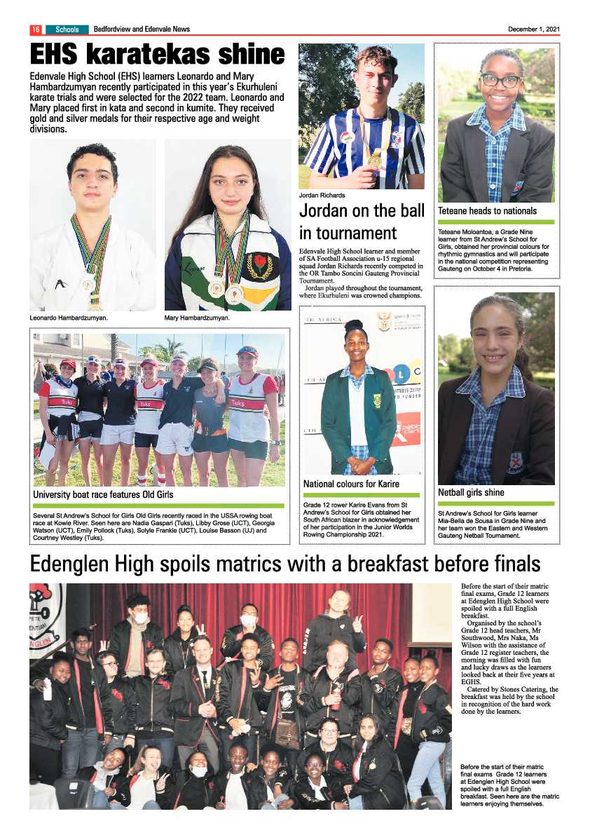 Bedfordview Edenvale News 1 December 2021 page 16