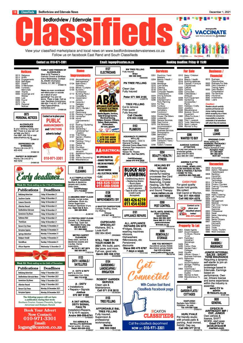 Bedfordview Edenvale News 1 December 2021 page 18