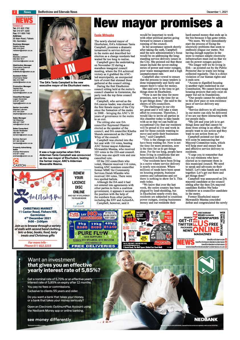 Bedfordview Edenvale News 1 December 2021 page 2