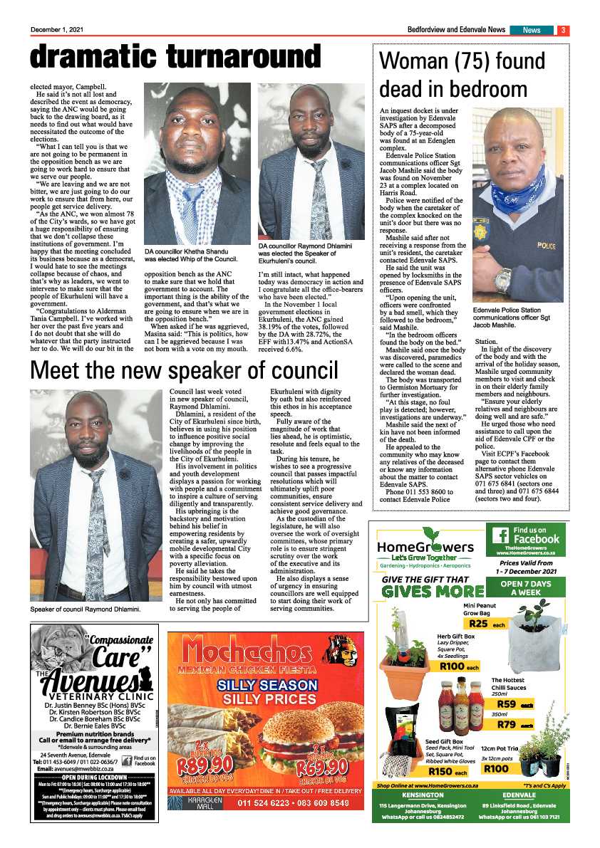 Bedfordview Edenvale News 1 December 2021 page 3