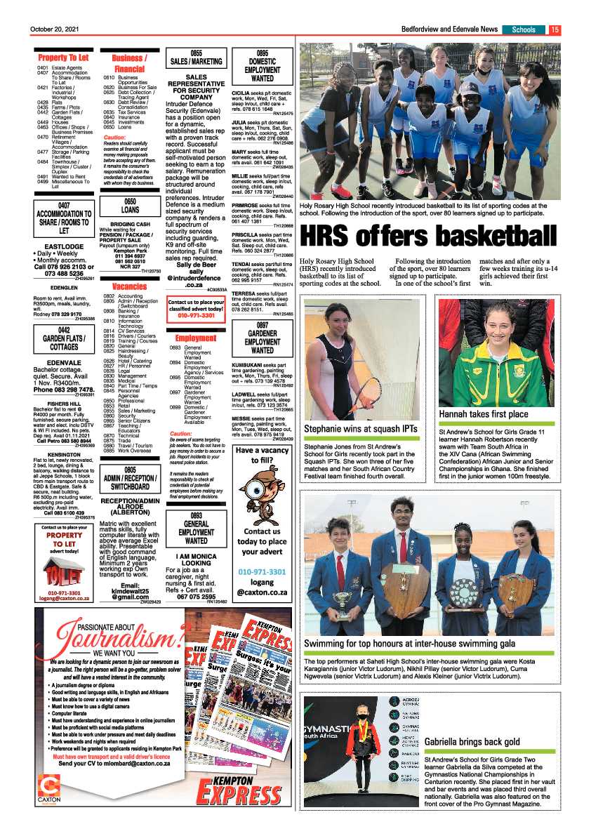 Bedfordview Edenvale News 20 October 2021 page 14