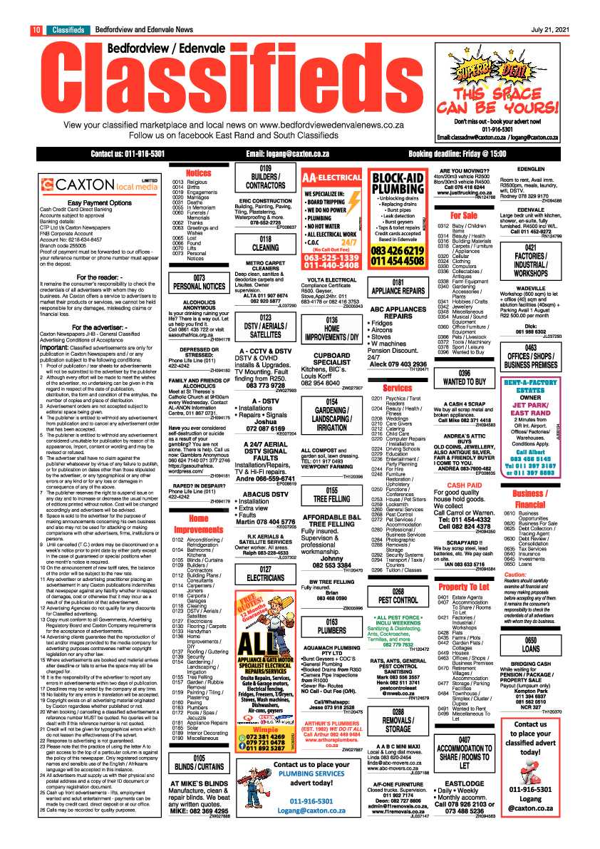Bedfordview Edenvale News 21 July 2021 page 10