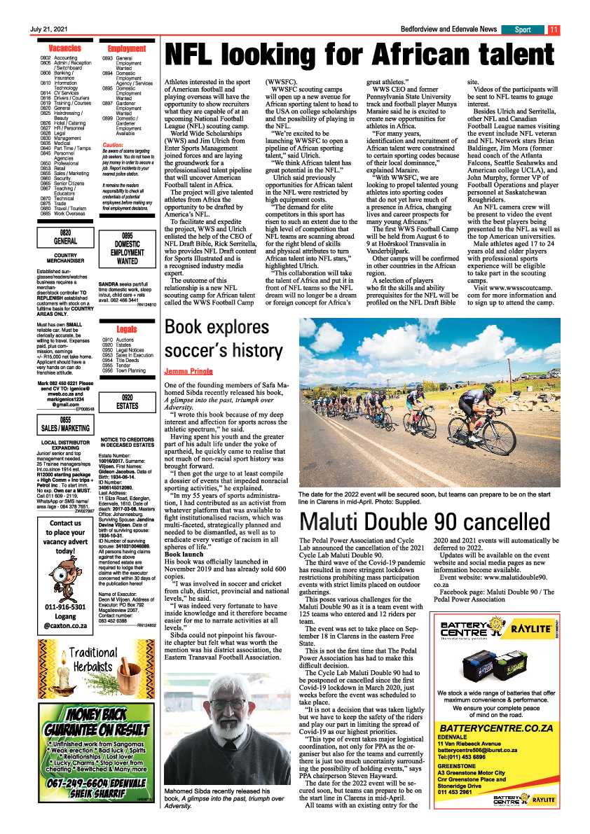 Bedfordview Edenvale News 21 July 2021 page 11