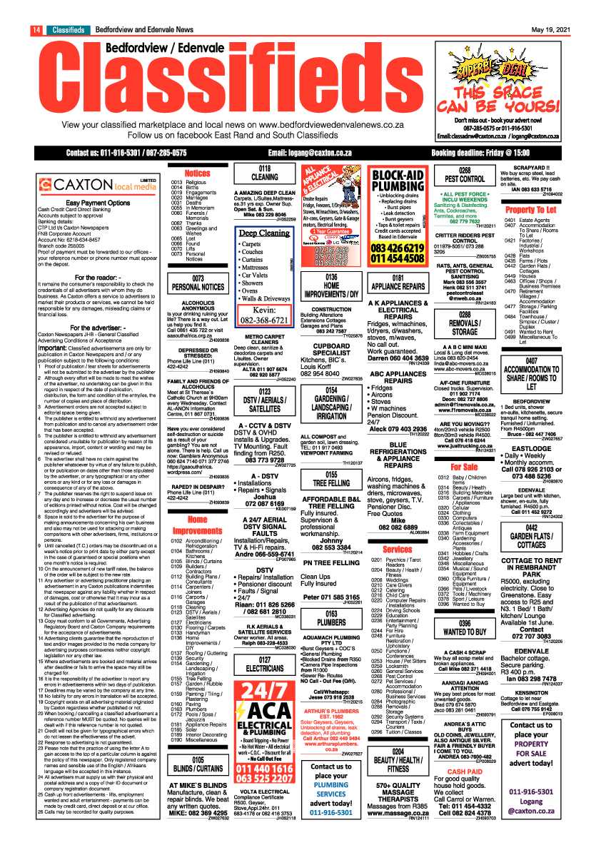 Bedfordview Edenvale News 21 May 2021 page 14