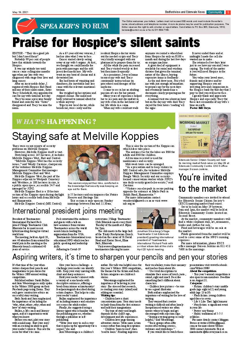 Bedfordview Edenvale News 21 May 2021 page 5