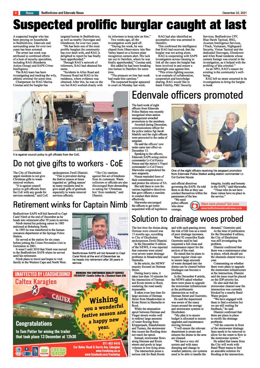Bedfordview Edenvale News 22 December 2021 page 4