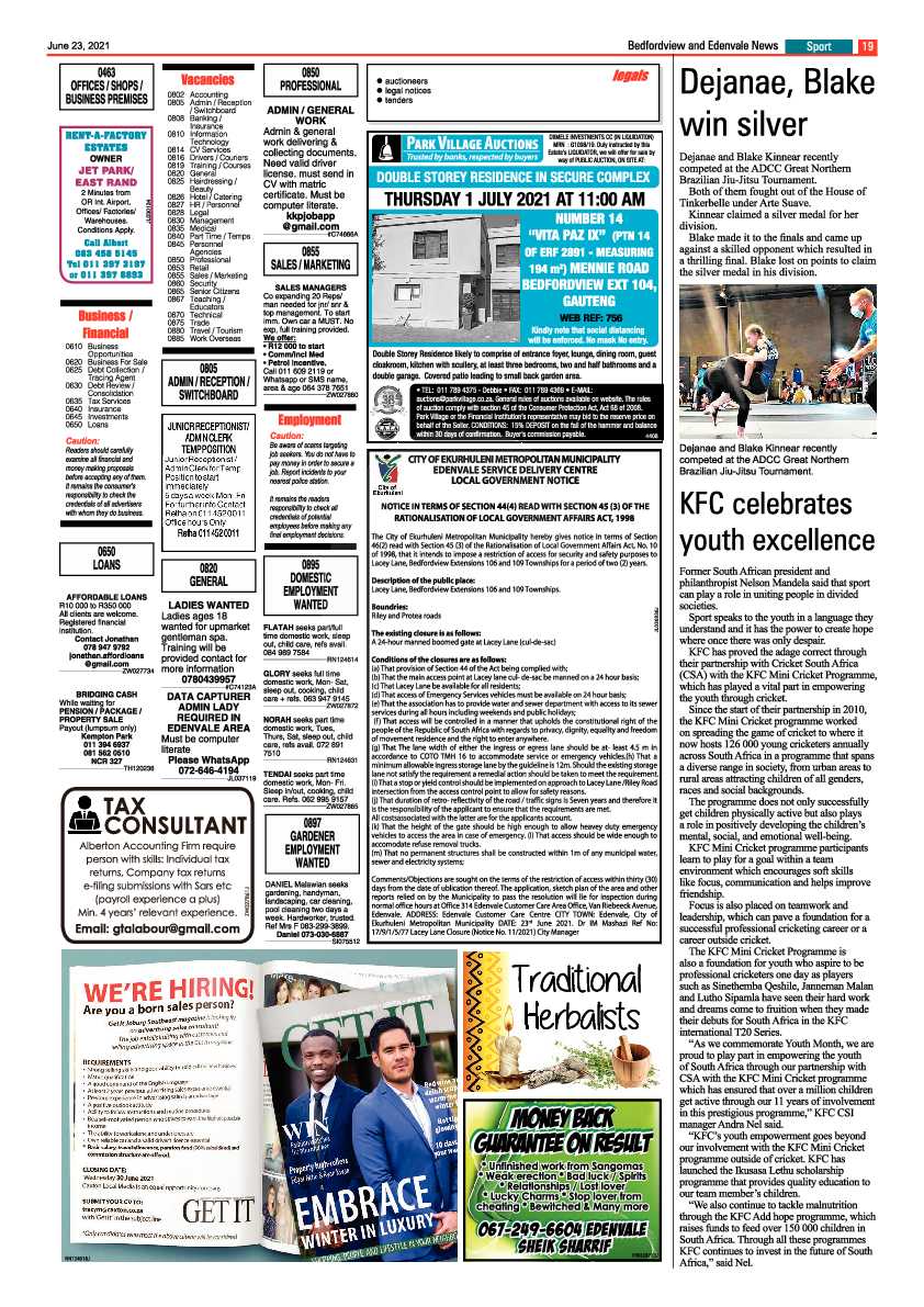 Bedfordview Edenvale News 23 June 2021 page 19