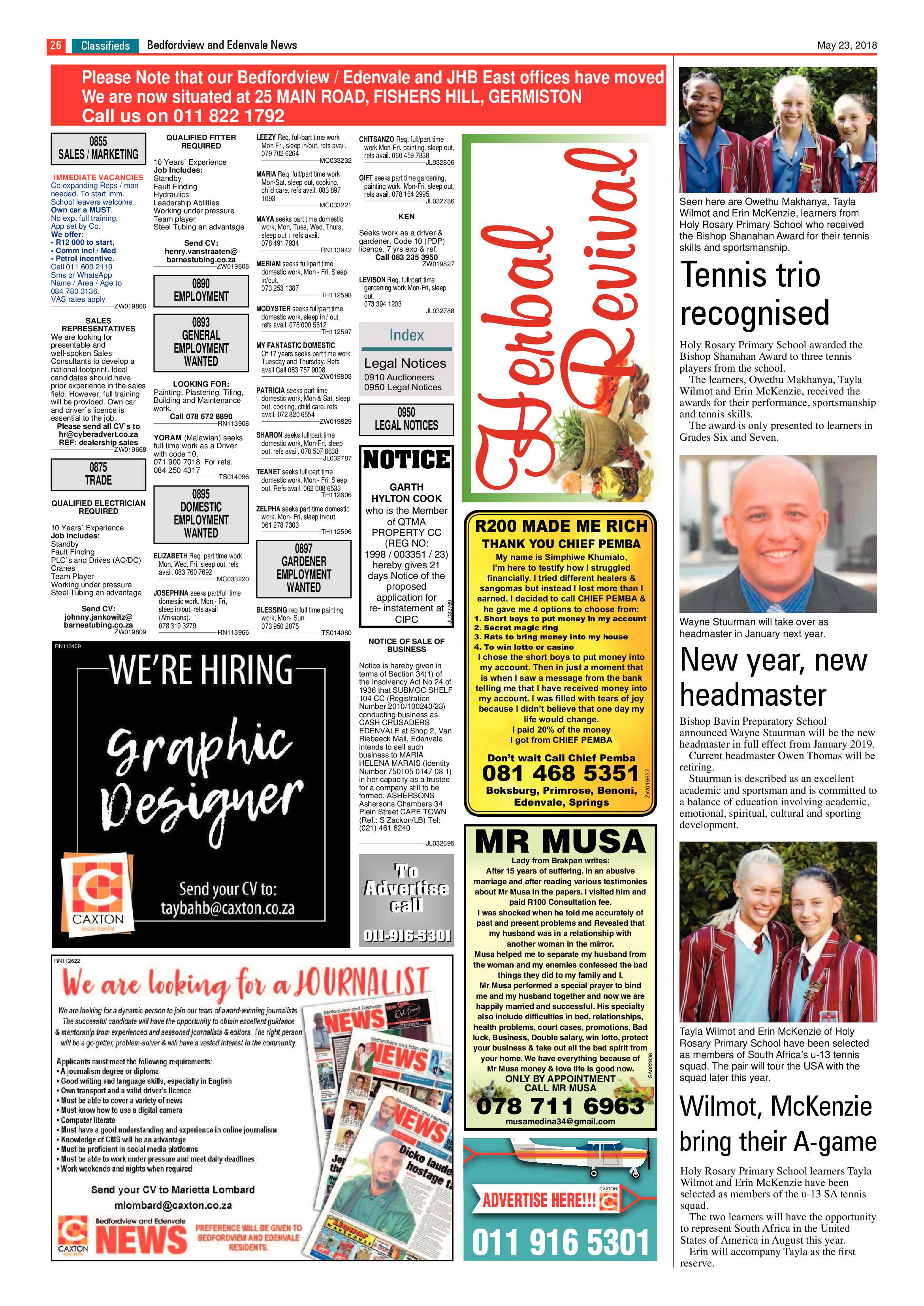 Bedfordview Edenvale News 23 May 2018 page 26