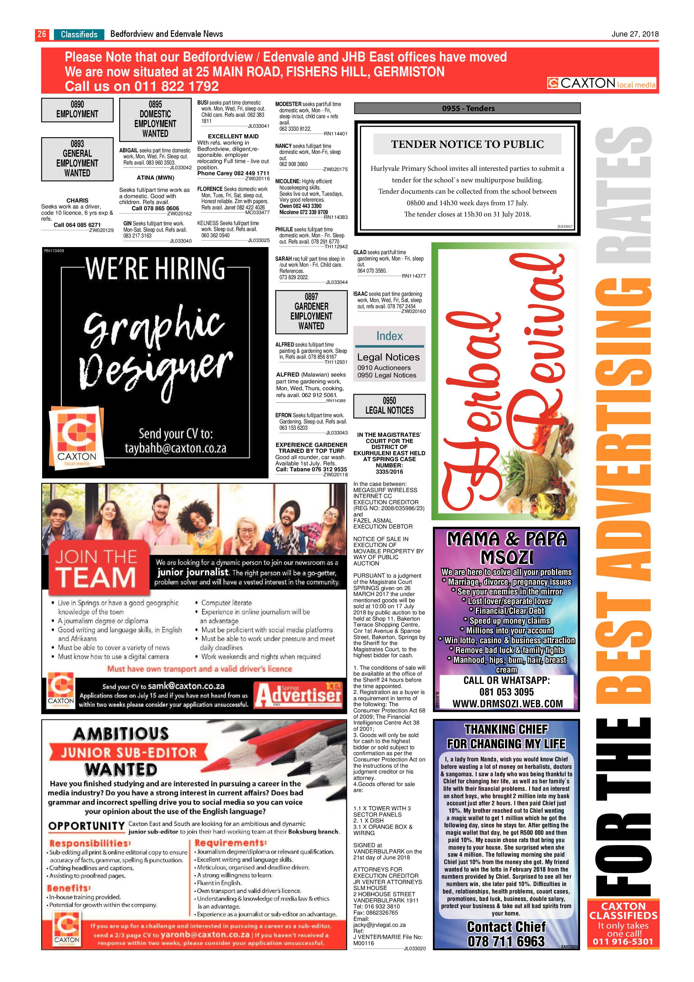 Bedfordview Edenvale News 27 June 2018 page 26