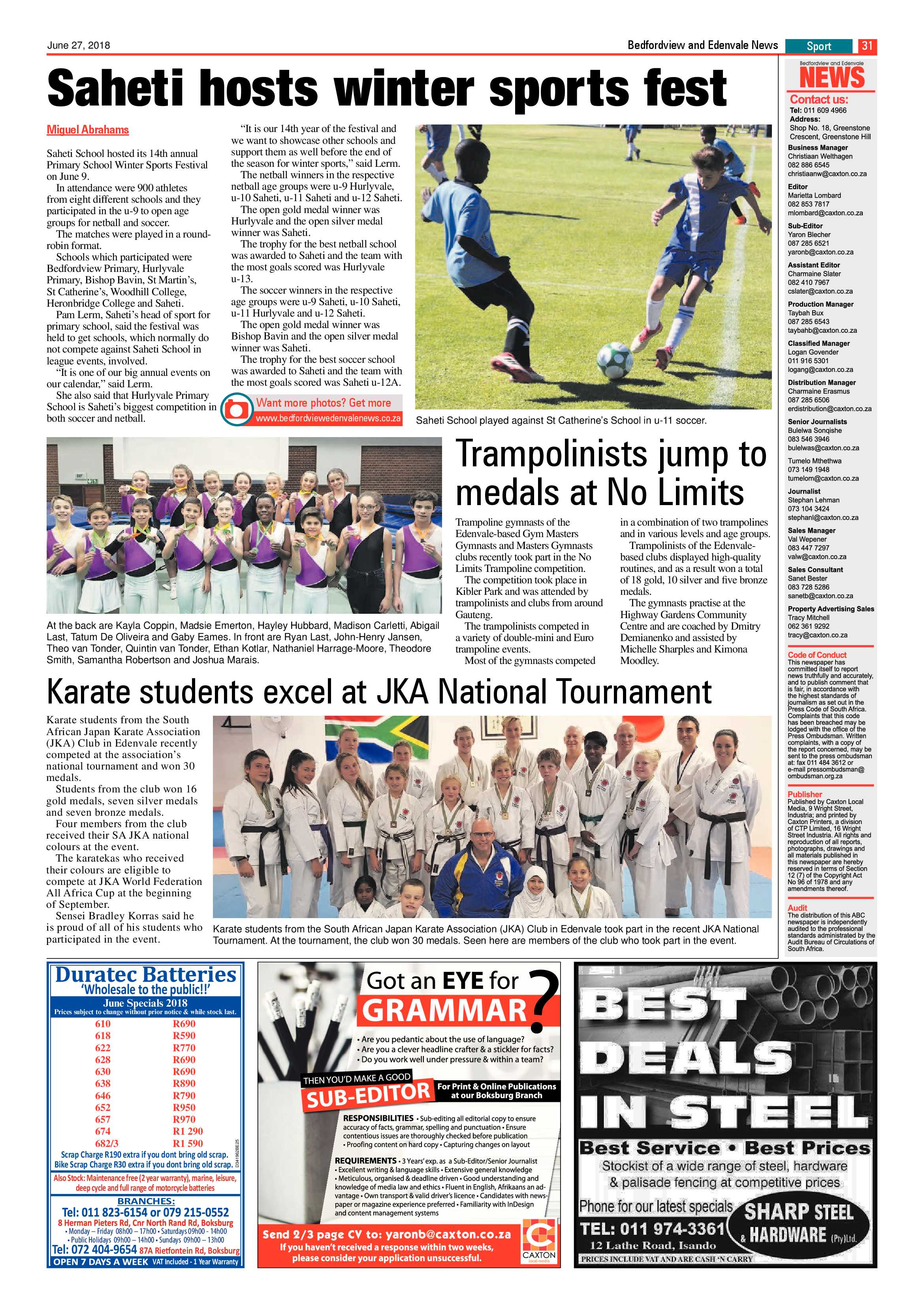 Bedfordview Edenvale News 27 June 2018 page 31