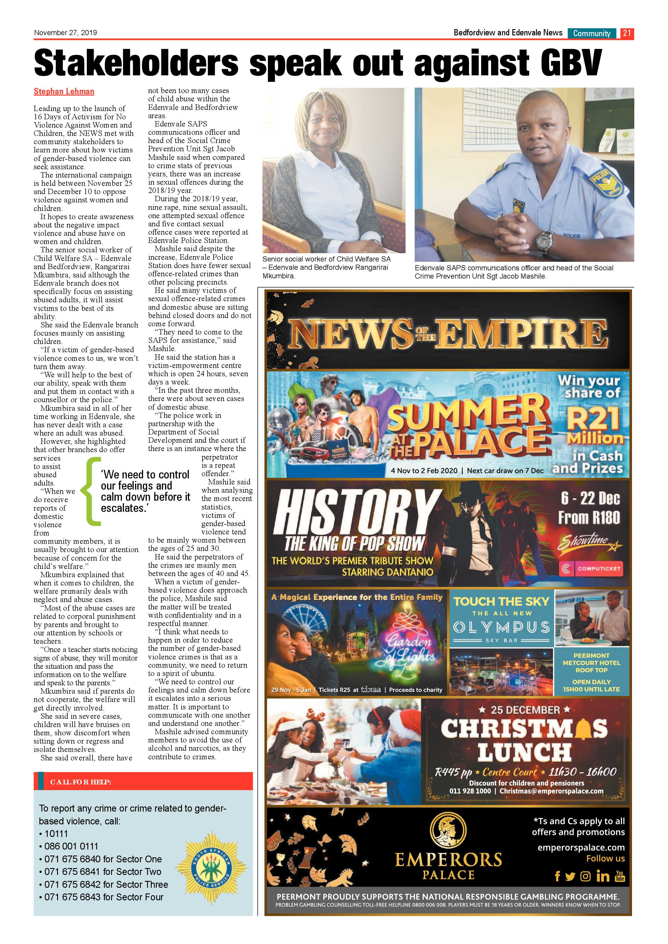 Bedfordview Edenvale News 27 November 2019 page 21