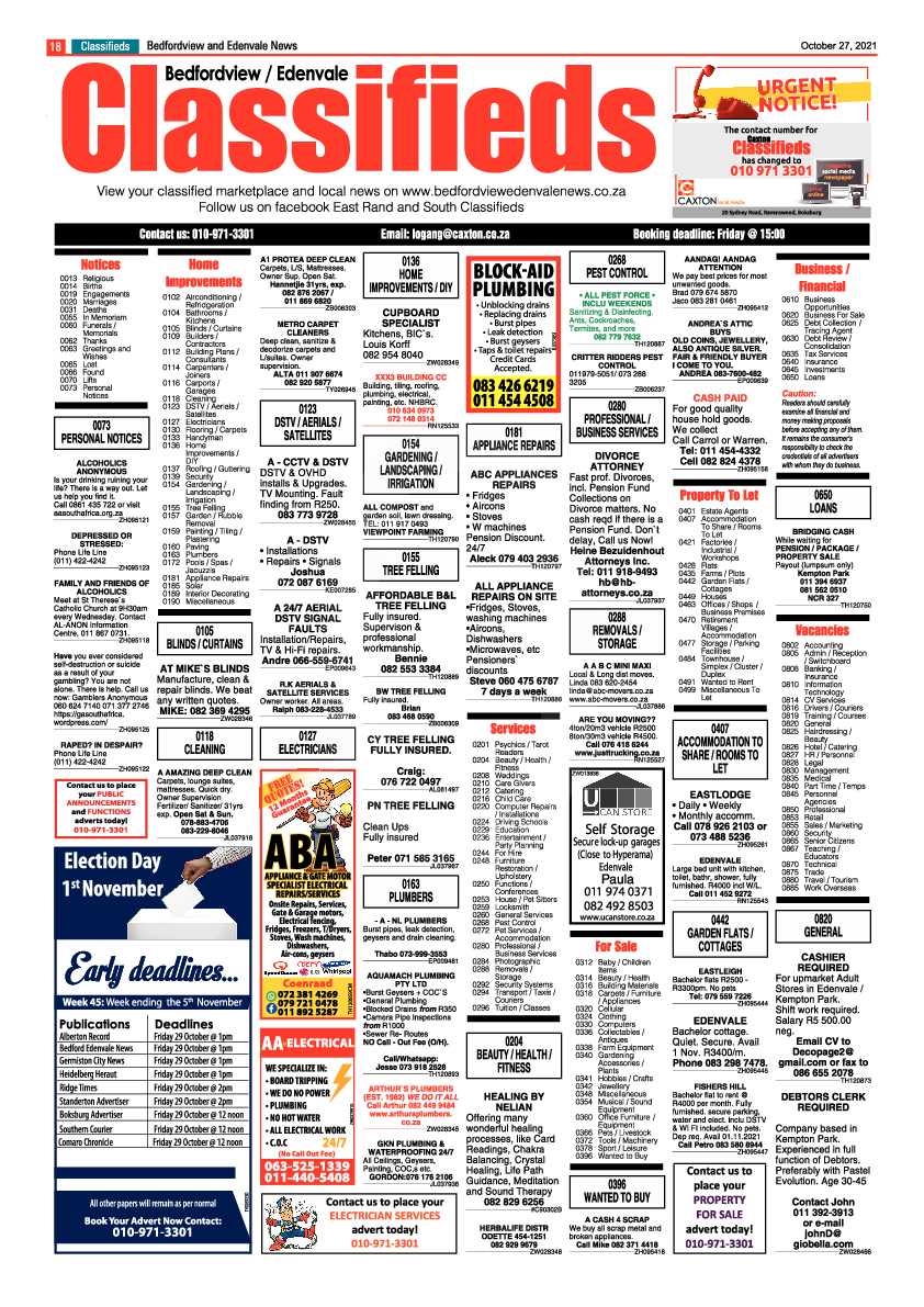 Bedfordview Edenvale News 27 October 2021 page 20