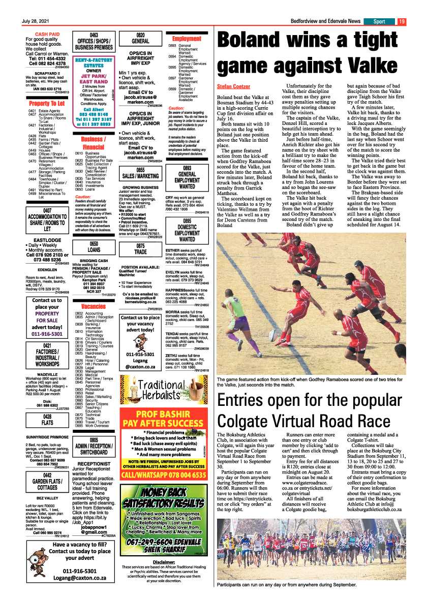 Bedfordview Edenvale News 28 July 2021 page 21
