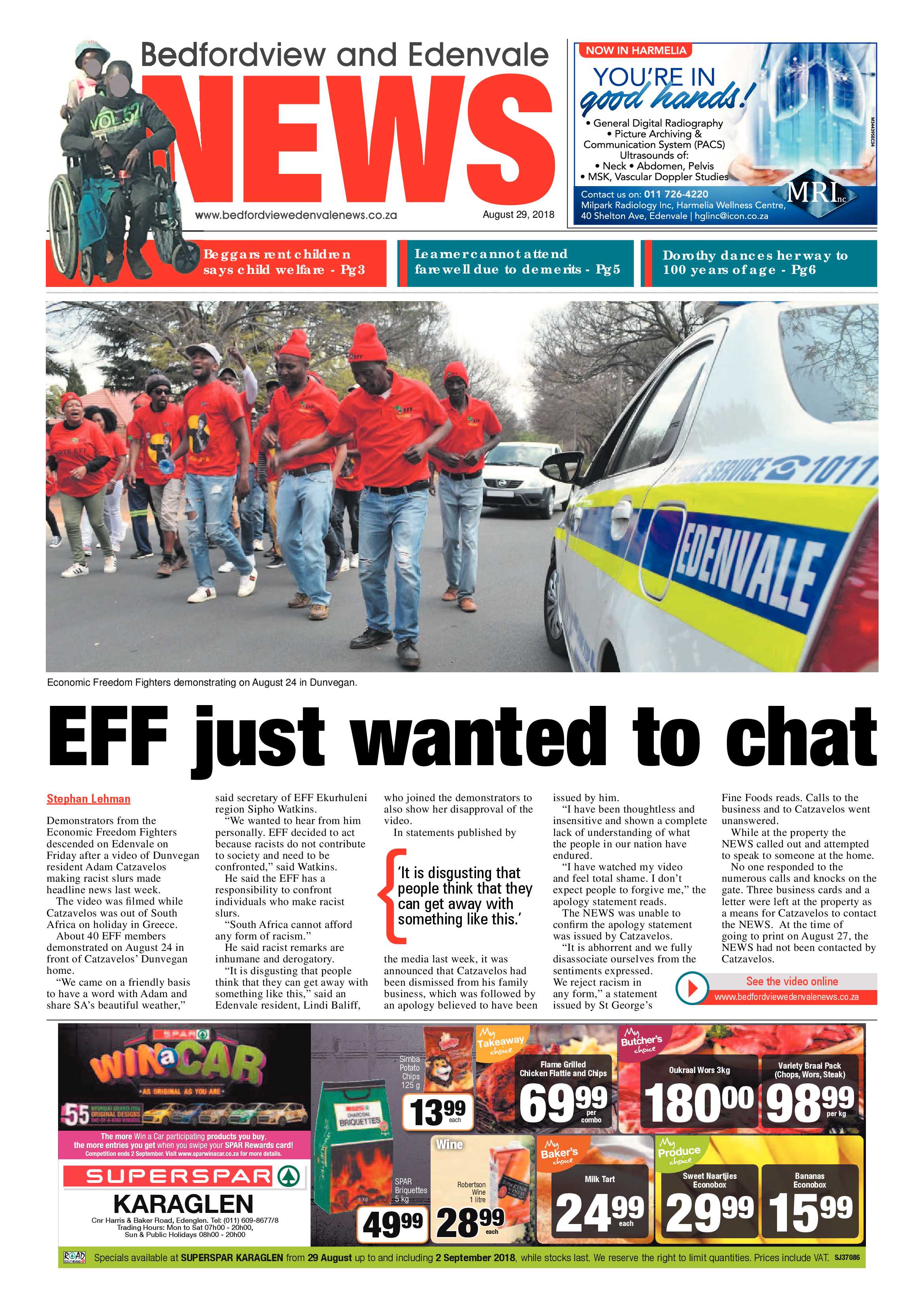 Bedfordview Edenvale News 29 August 2018 page 1