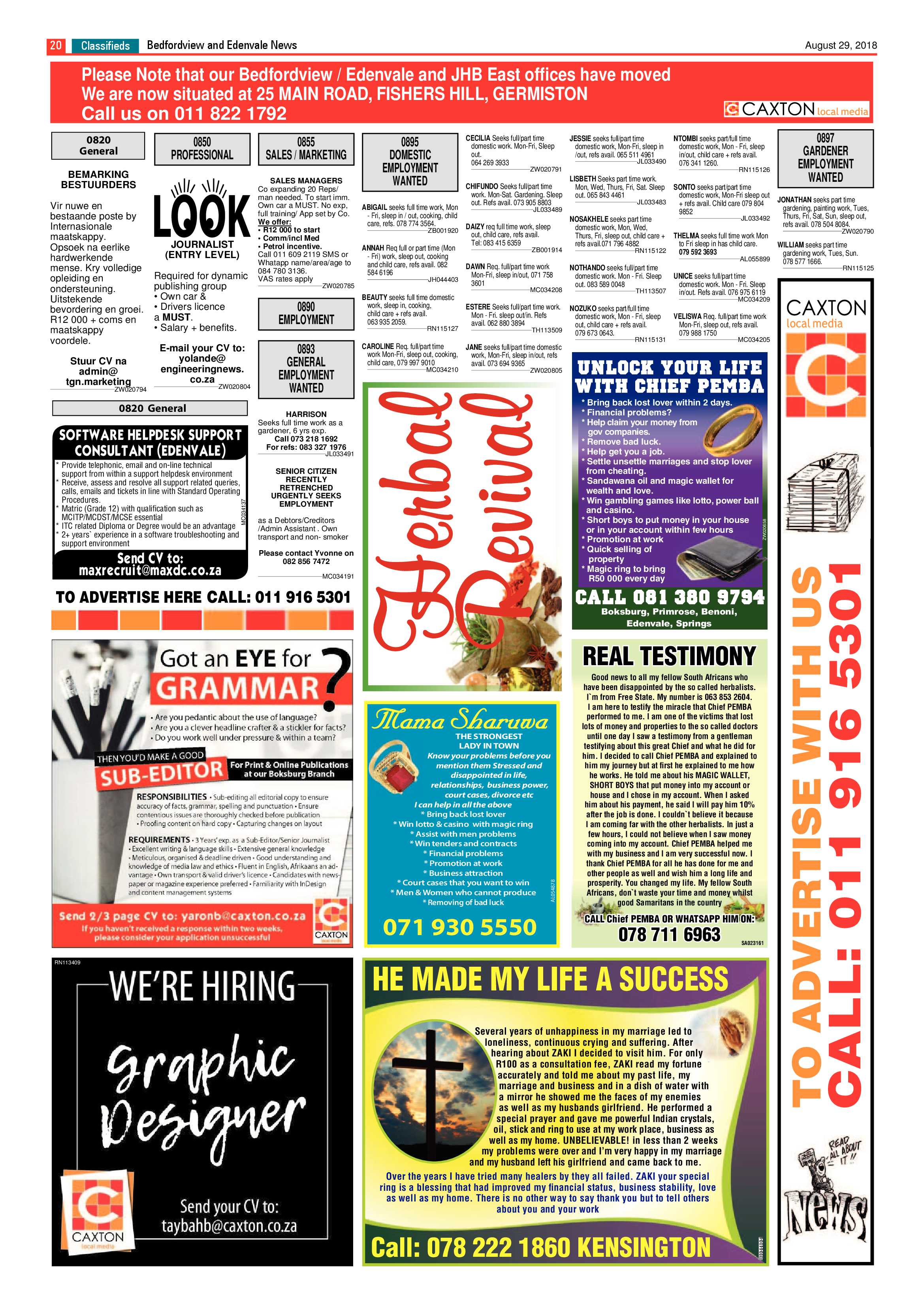 Bedfordview Edenvale News 29 August 2018 page 20
