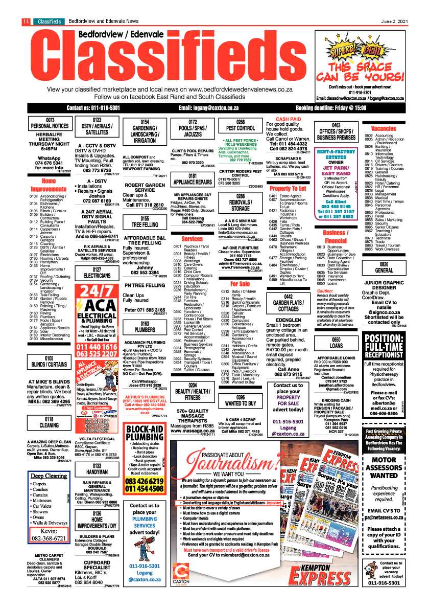 Bedfordview Edenvale News 2 June 2021 page 14