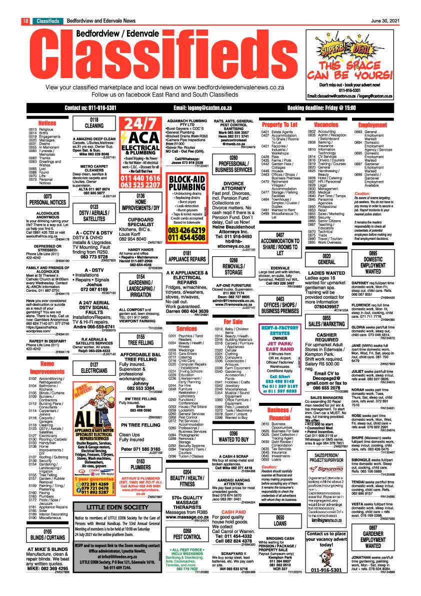 Bedfordview Edenvale News 30 June 2021 page 18