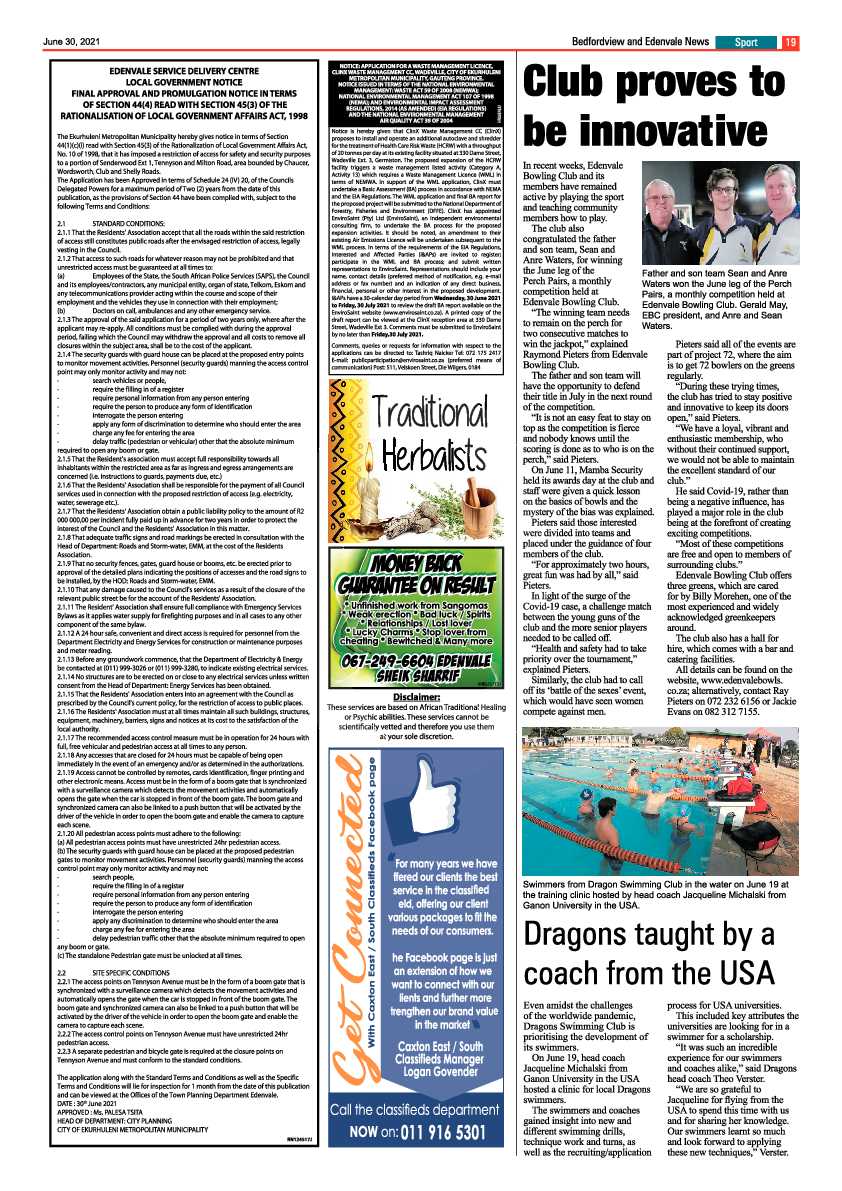 Bedfordview Edenvale News 30 June 2021 page 19