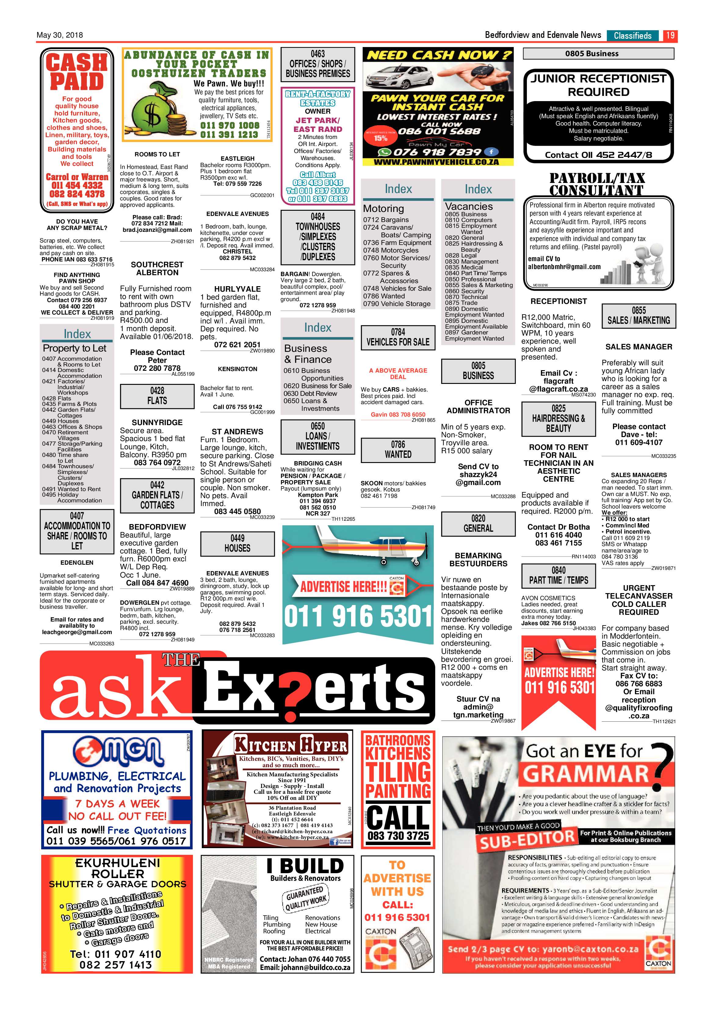 Bedfordview Edenvale News 30 May 2018 page 19