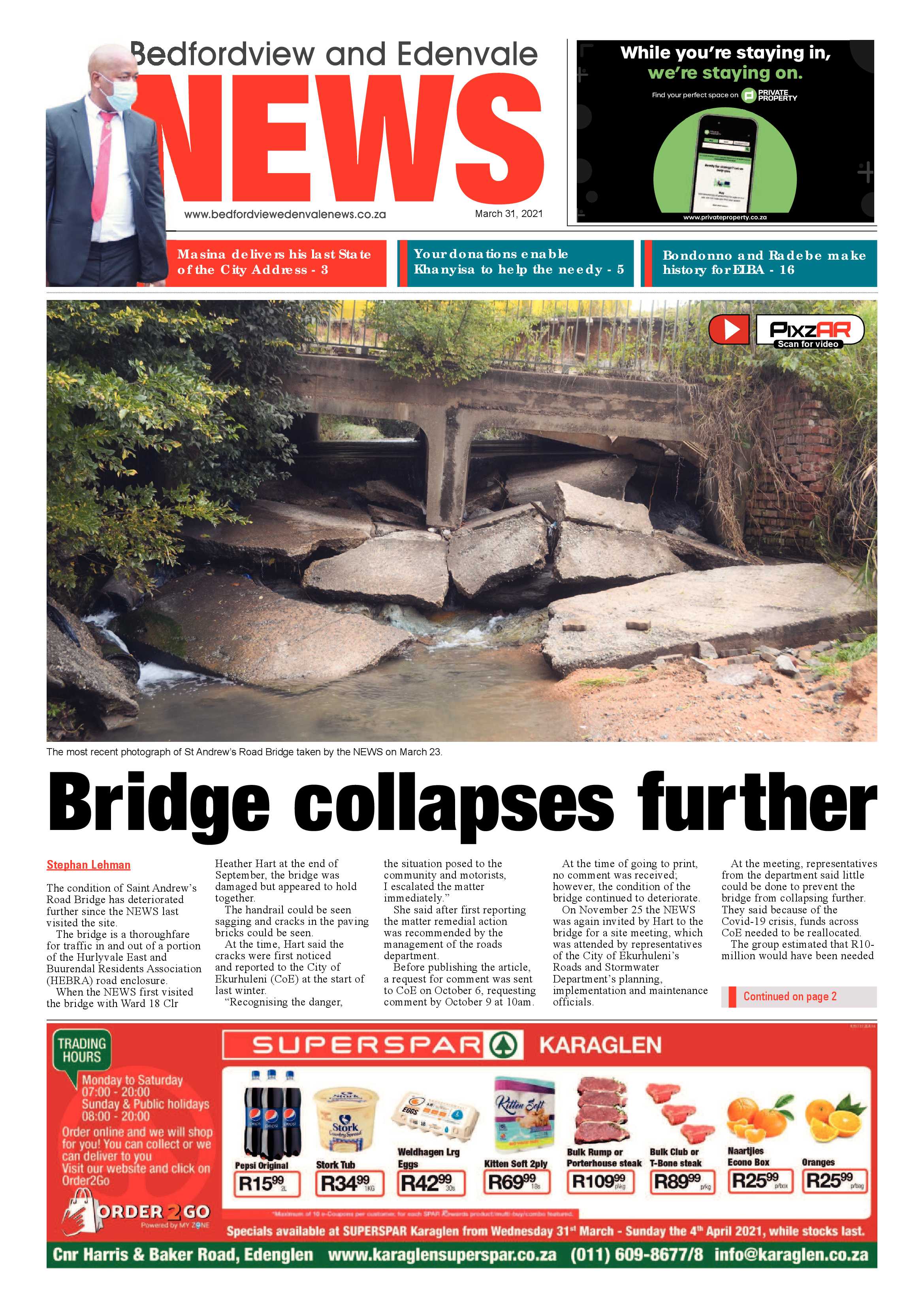 Bedfordview Edenvale News 31 March 2021 page 1