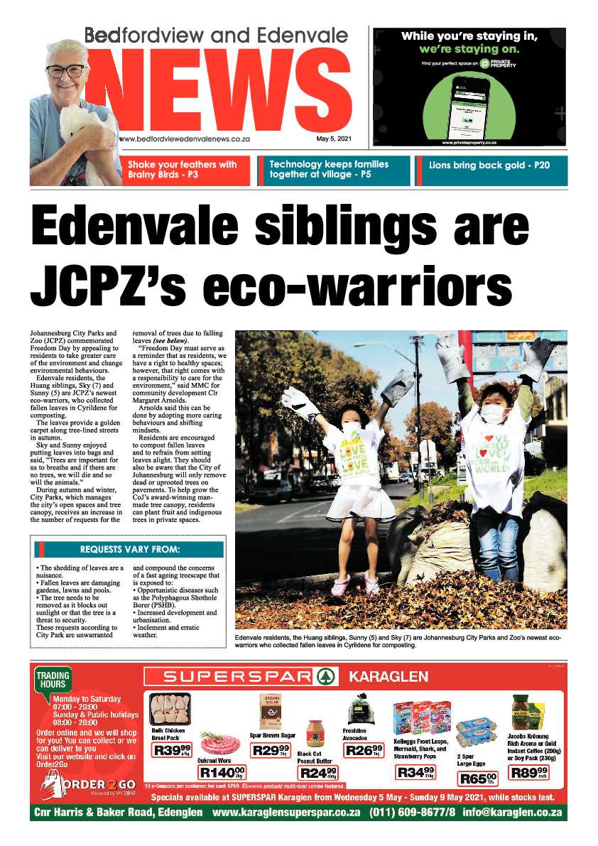 Bedfordview Edenvale News 7 May 2021 page 1